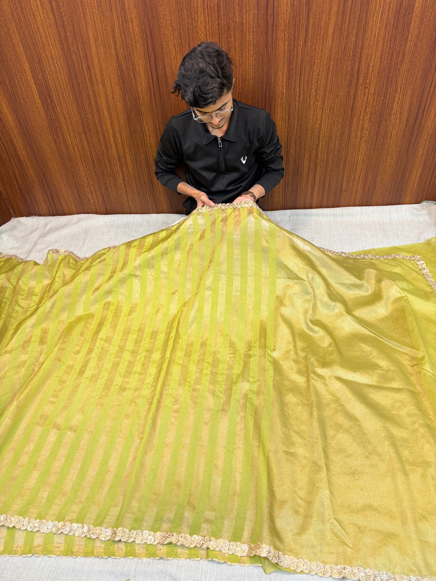 MINT SAPPHIRE STRIPE SOFT DUPION X ZARI BANARASI SARE