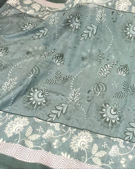 100% PURE BANARASI DIGITAL PRINTED MUL COTTON ULTRA SOFT SAREE