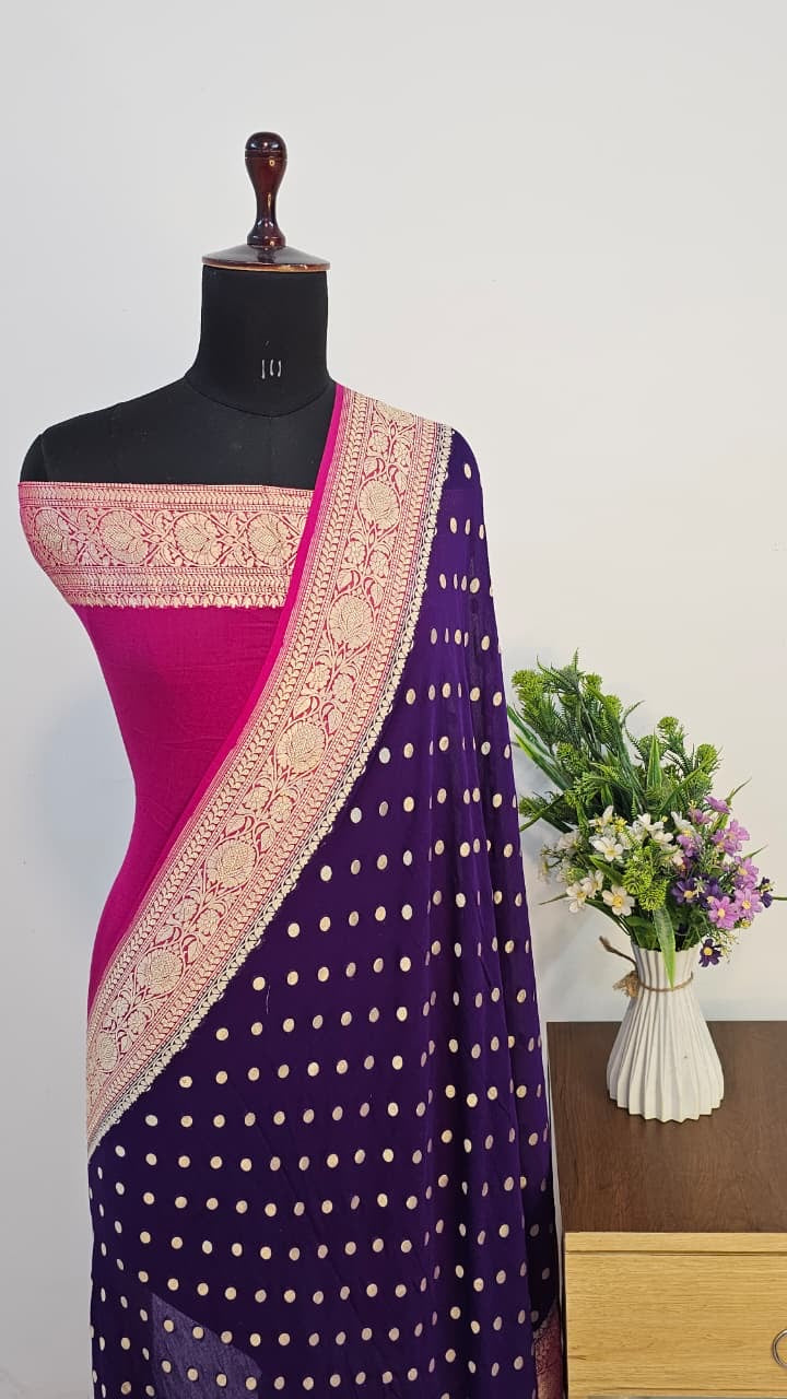 PURE KHADDI CHIFFON BANARASI SILK SAREE