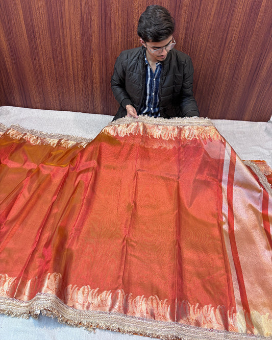 BANARASI SOFT TISSUE BORDER SAREE WITH LACE WORK