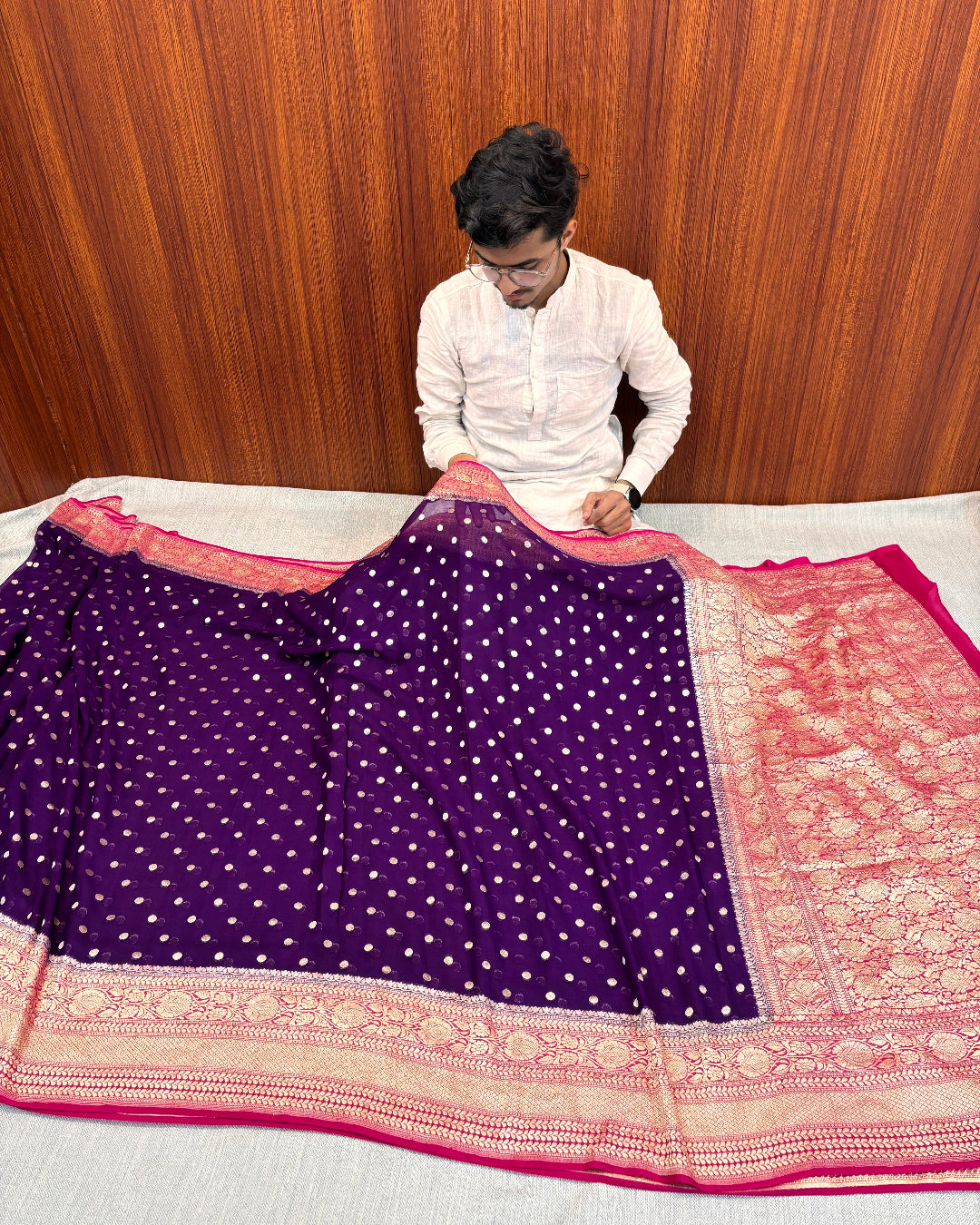 PURE KHADDI CHIFFON BANARASI SILK SAREE