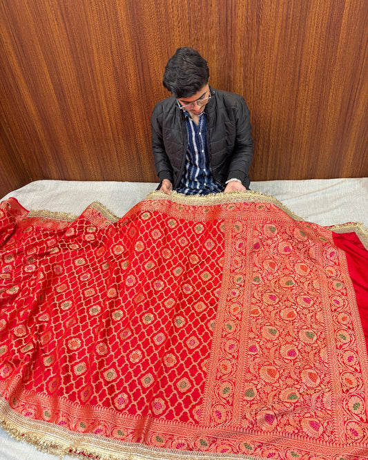 ROYAL RED BANARASI SOFT MEENA JAAL SAREE