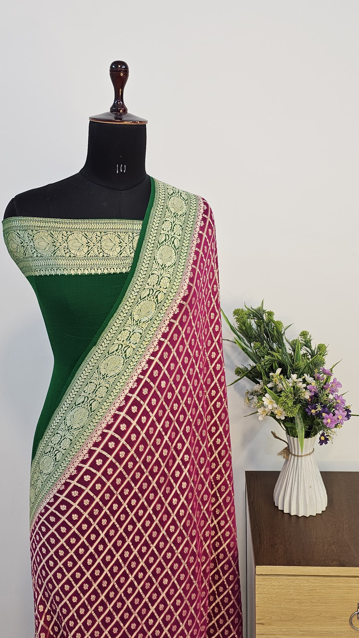 Royal Red Pure Banarasi Khaddi Chiffon Handloom Saree