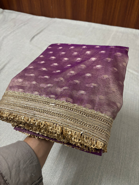 BANARASI PURPLE TISSUE BOOTY SOFT SILK SAREE