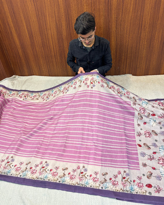 100% PURE BANARASI DIGITAL PRINTED SATIN MUL ULTRA SOFT PREMIUM SAREE