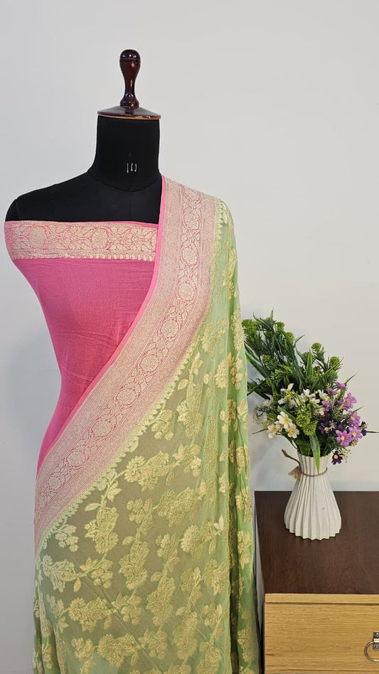 Lemon Pure Banarasi Khaddi Chiffon Handloom Silk Saree