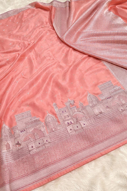Premium Banarasi Mashru Silk Ganga Ghaat Saree