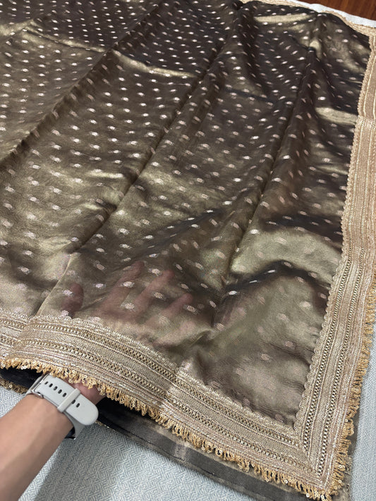 BANARASI BLACK TISSUE BOOTY SOFT SILK SAREE