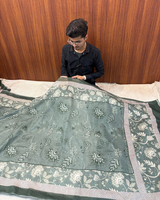 100% PURE BANARASI DIGITAL PRINTED MUL COTTON ULTRA SOFT SAREE