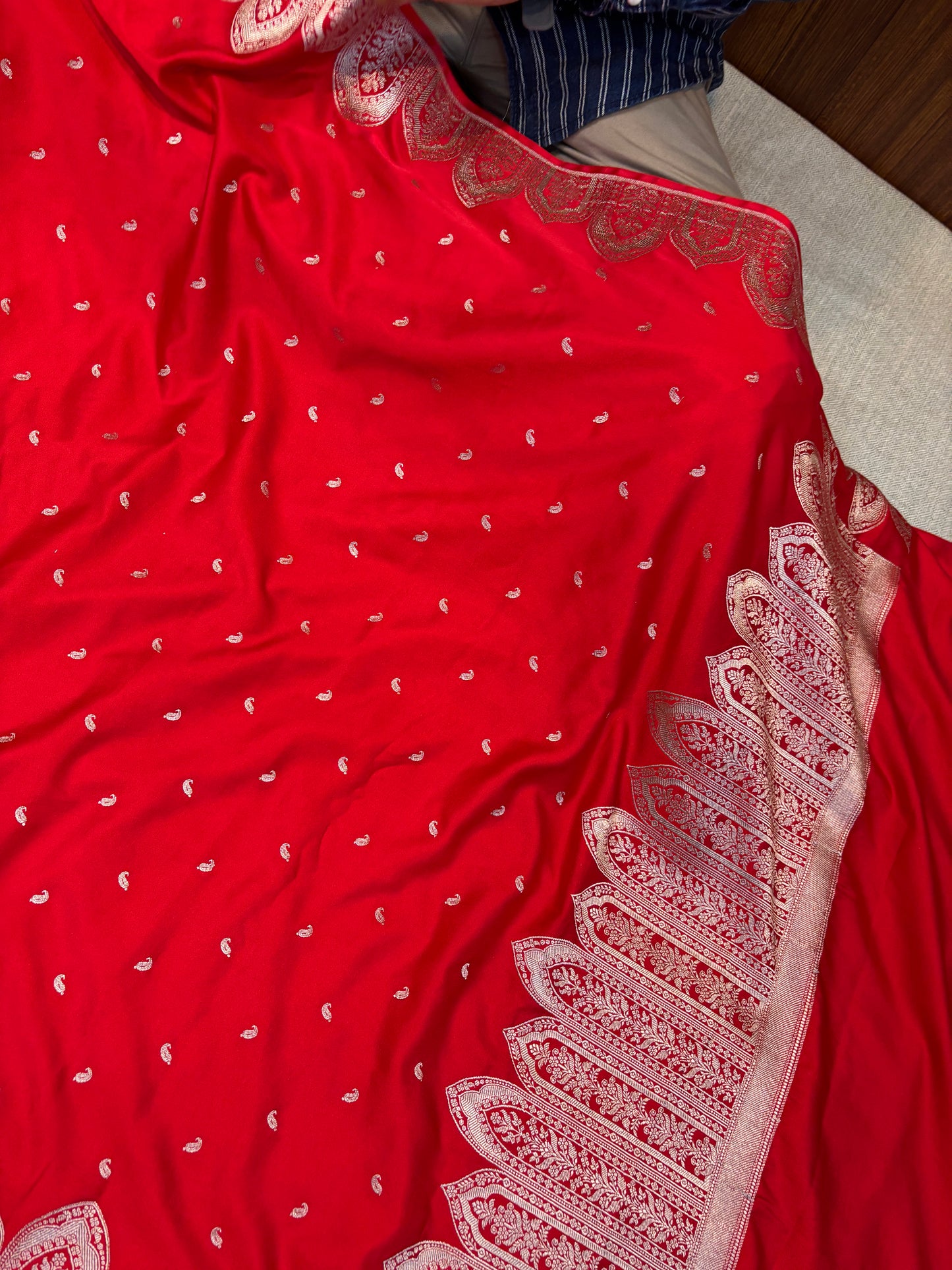 Premium Mashru Kataan Silk Heritage Woven Bridal Red Banarasi Saree