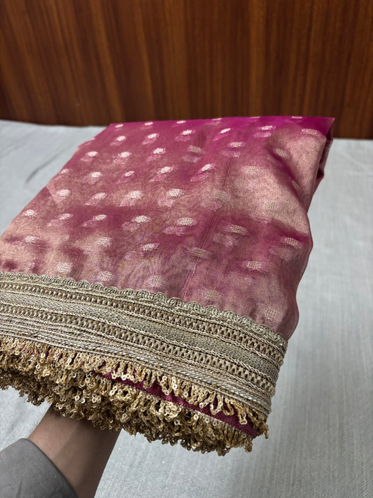 BANARASI DARK PURPLE TISSUE BOOTY SOFT SILK SAREE