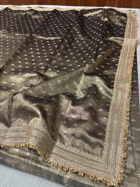 BANARASI BLACK TISSUE BOOTY SOFT SILK SAREE