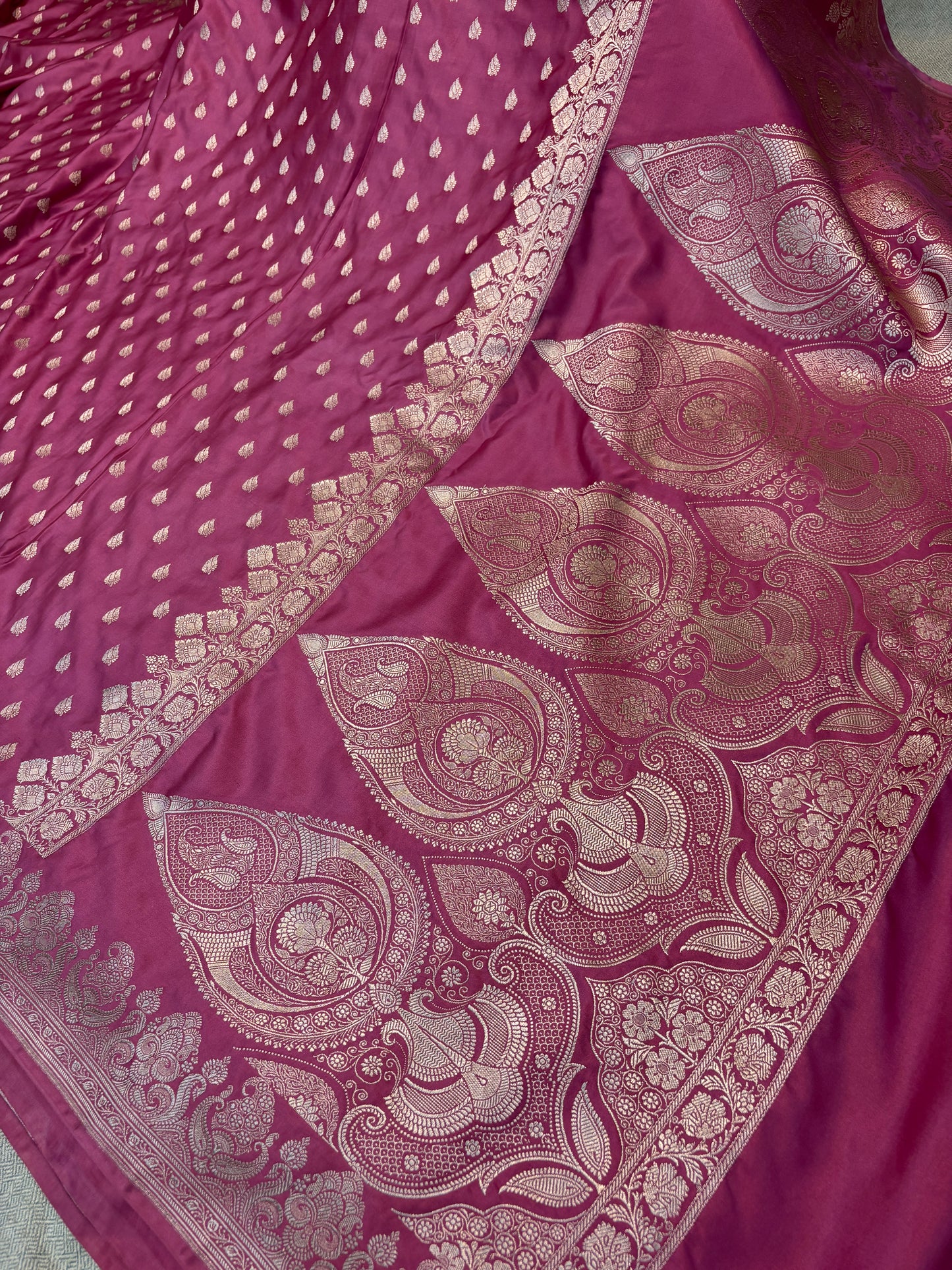 Premium Vibrant Orange Banarasi Mashru Silk Saree