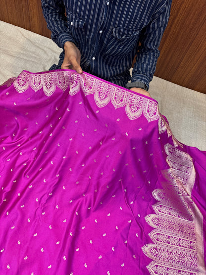 Premium Mashru Kataan Silk Heritage Woven Bridal Red Banarasi Saree