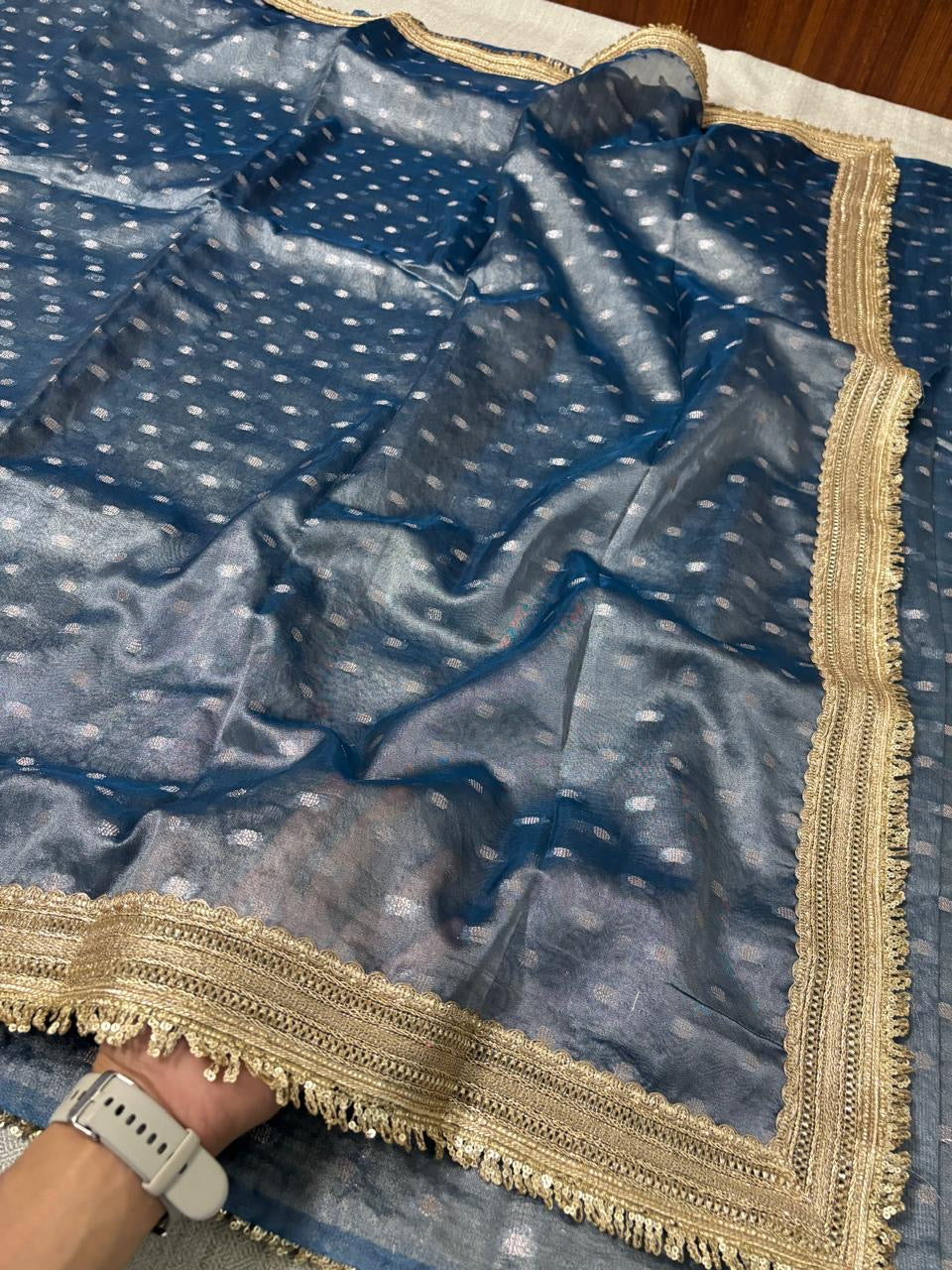 BANARASI SOFT LOW PINK TISSUE BOOTI SAREE WITH  LACE
