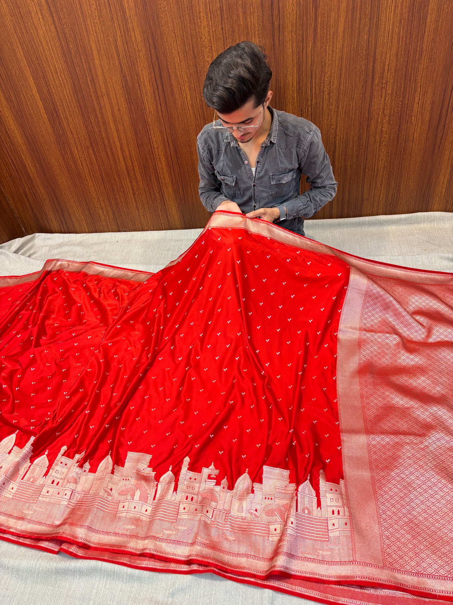 Premium Banarasi Mashru Silk Ganga Ghaat Saree