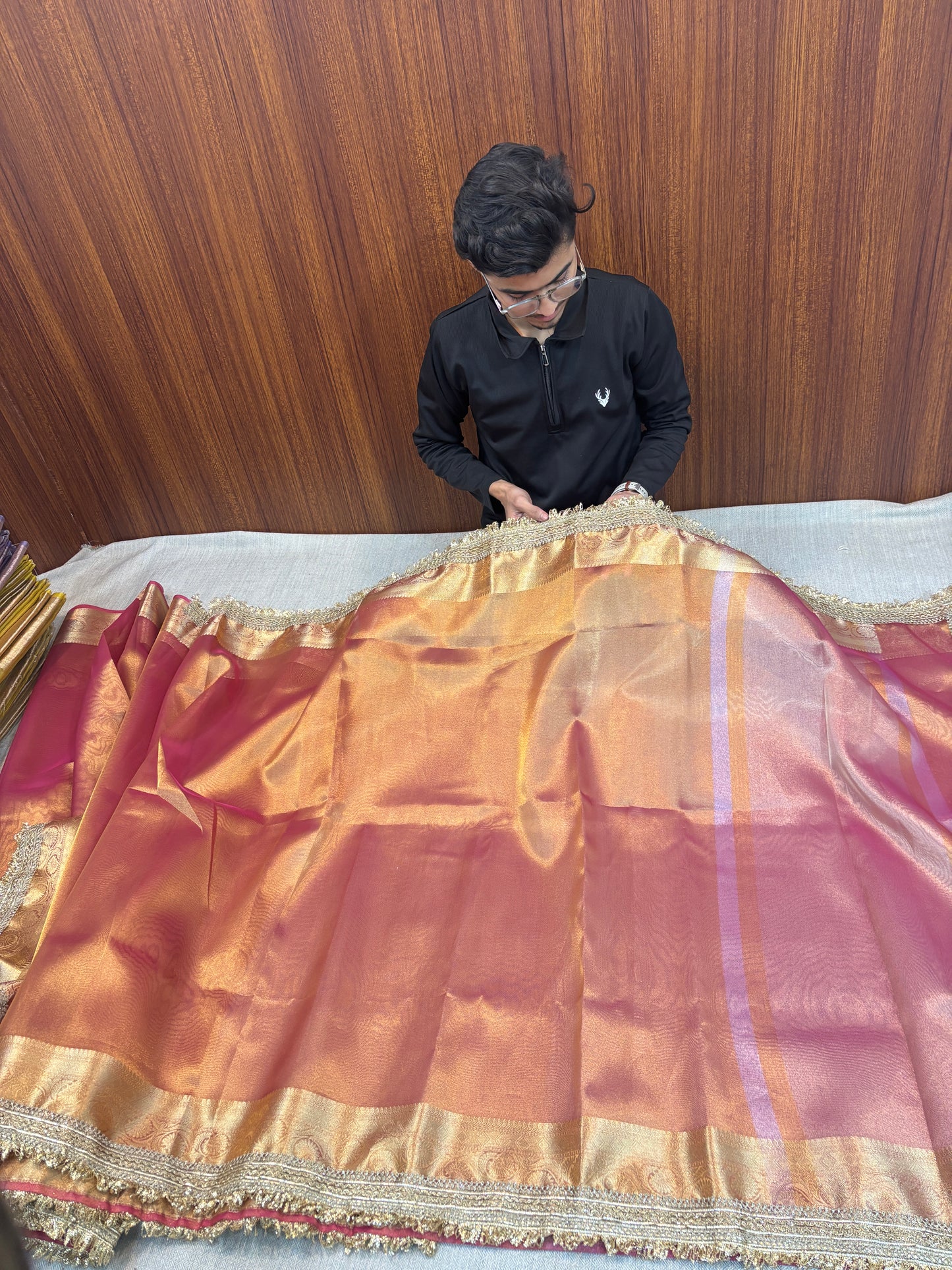 EMERALD VIBRANT VIOLET SOFT TISSUE SILK BANARASI SAREE