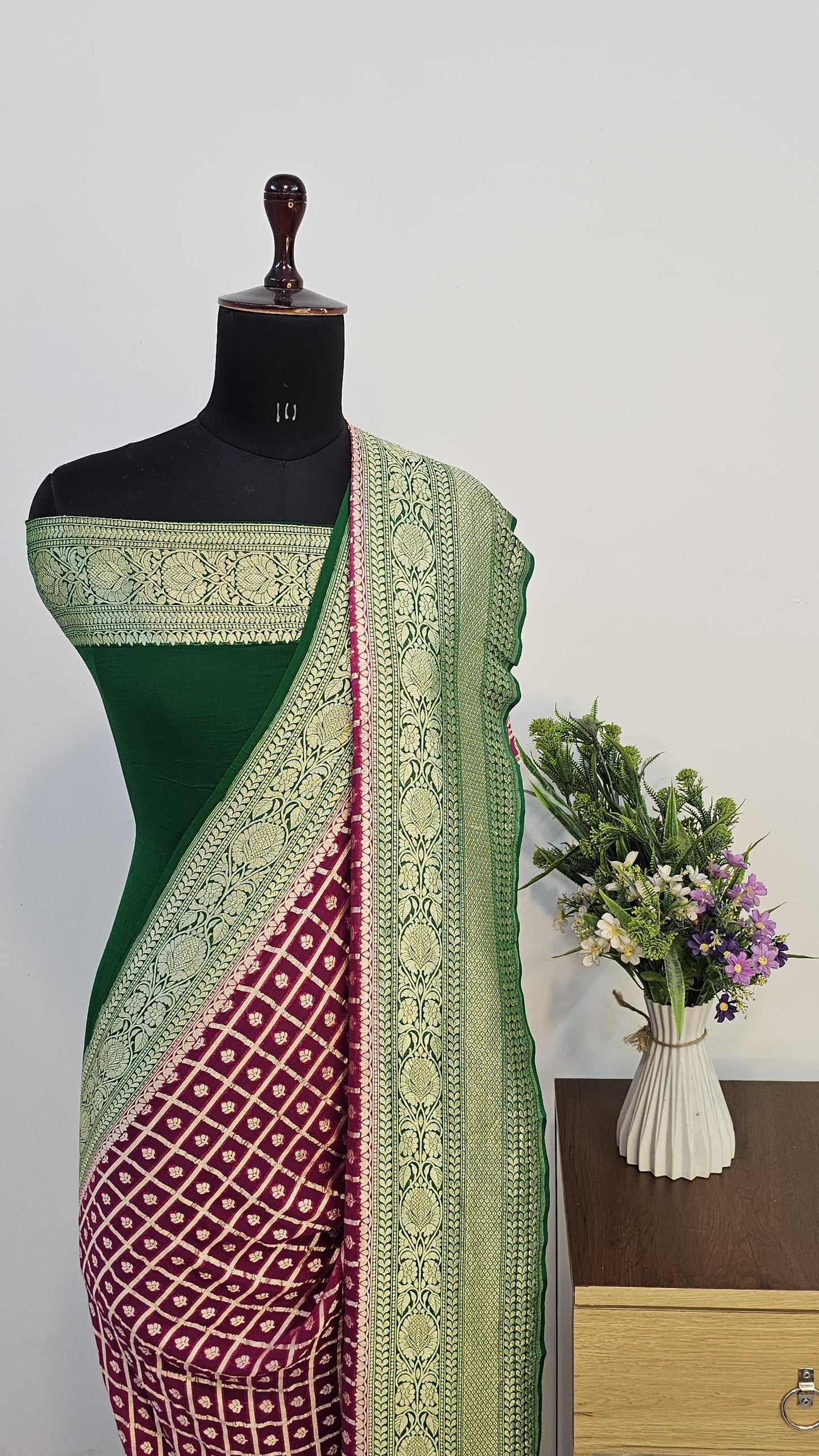 Royal Red Pure Banarasi Khaddi Chiffon Handloom Saree